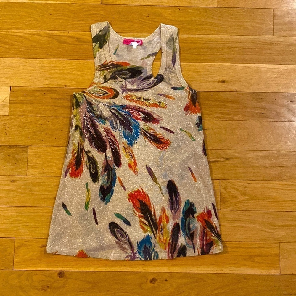 Body Central Racerback Gold Pattern Tank Small - Picture 2 of 7